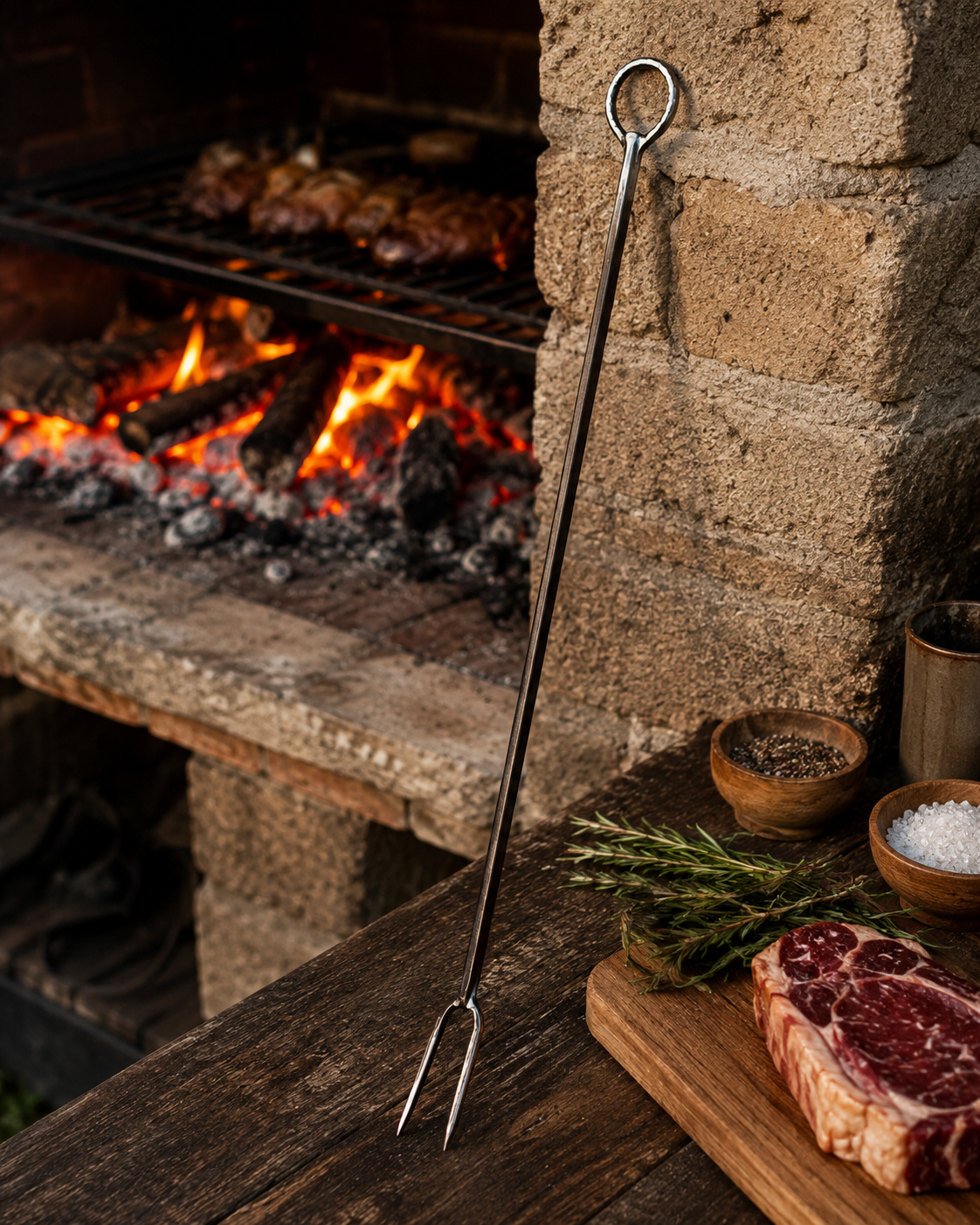 Tenedor artesanal para parrilla