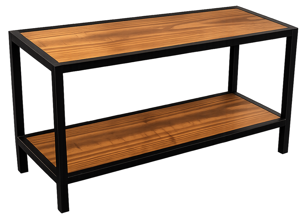 Mesa consola recibidora de hierro y madera
